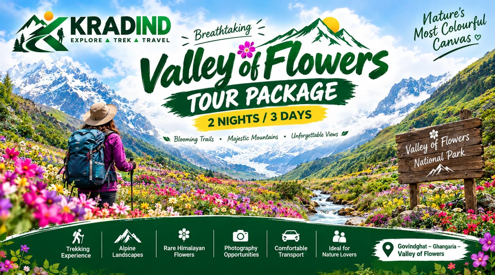 Valley of Flowers Trek Package tour destination - KRADIND Adventures